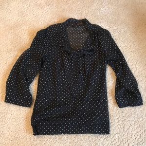 The Limited Black & White Polka Dot Tie Blouse